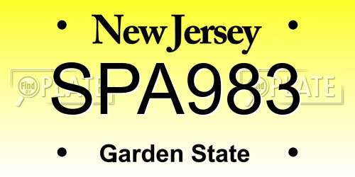 SPA983 New Jersey License Plate