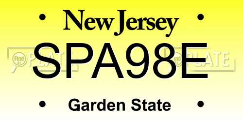 SPA98E New Jersey License Plate