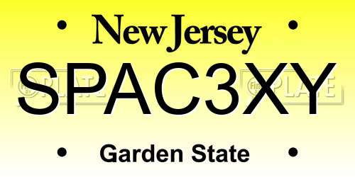 SPAC3XY New Jersey License Plate