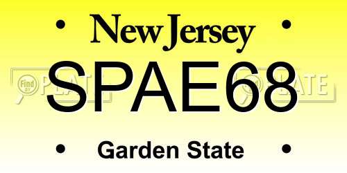 SPAE68 New Jersey License Plate
