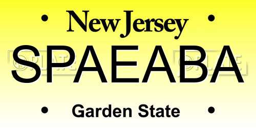 SPAEABA New Jersey License Plate