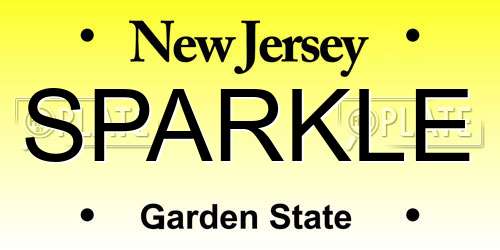 SPARKLE New Jersey License Plate