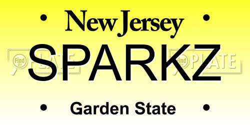 SPARKZ New Jersey License Plate