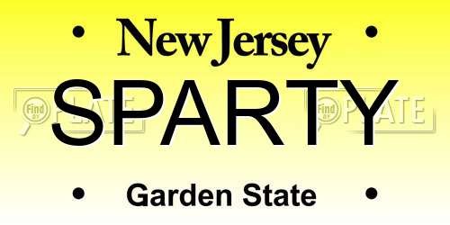 SPARTY New Jersey License Plate