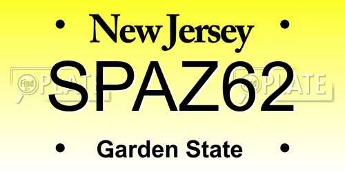 SPAZ62 New Jersey License Plate