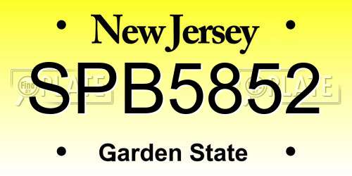 SPB5852 New Jersey License Plate