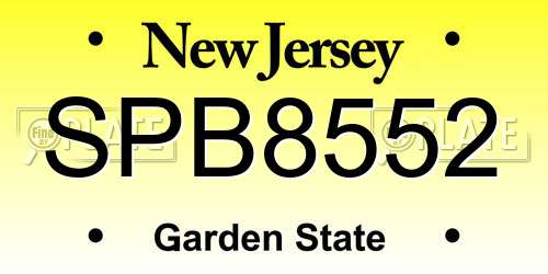 SPB8552 New Jersey License Plate