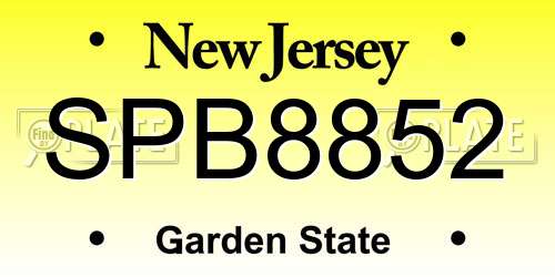 SPB8852 New Jersey License Plate