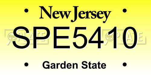 SPE5410 New Jersey License Plate