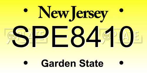 SPE8410 New Jersey License Plate