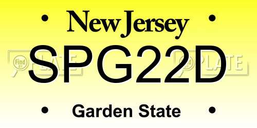 SPG22D New Jersey License Plate