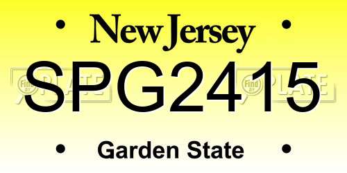 SPG2415 New Jersey License Plate