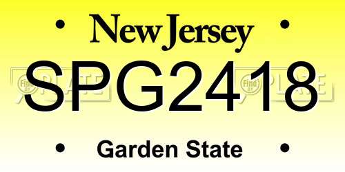 SPG2418 New Jersey License Plate