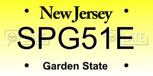 SPG51E New Jersey License Plate