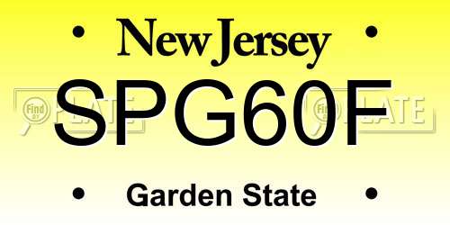 SPG60F New Jersey License Plate