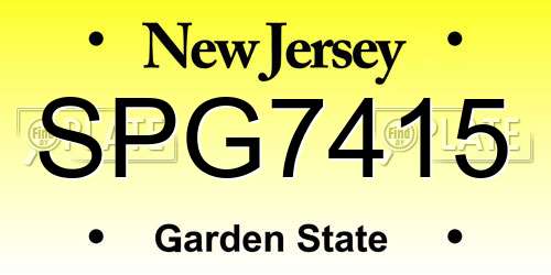 SPG7415 New Jersey License Plate