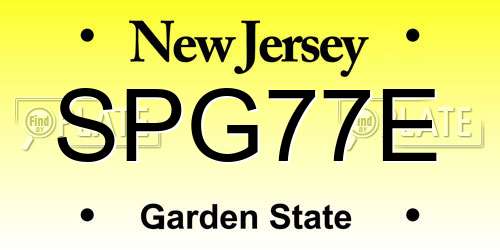 SPG77E New Jersey License Plate