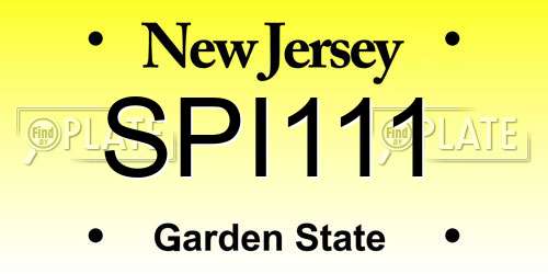SPI111 New Jersey License Plate