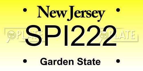 SPI222 New Jersey License Plate