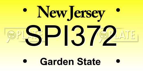 SPI372 New Jersey License Plate