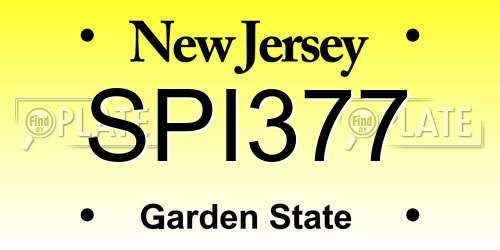 SPI377 New Jersey License Plate