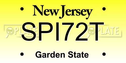 SPI72T New Jersey License Plate