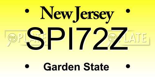 SPI72Z New Jersey License Plate