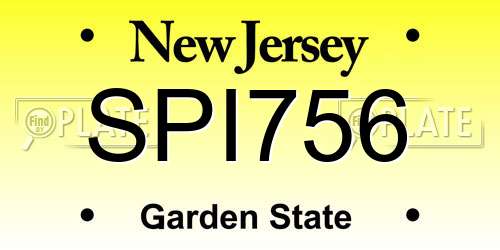 SPI756 New Jersey License Plate