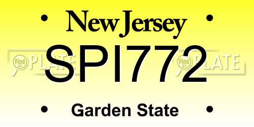 SPI772 New Jersey License Plate