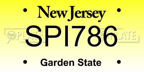 SPI786 New Jersey License Plate