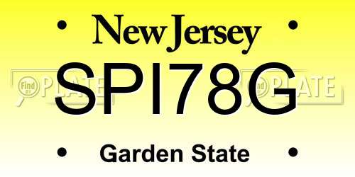 SPI78G New Jersey License Plate