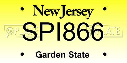 SPI866 New Jersey License Plate