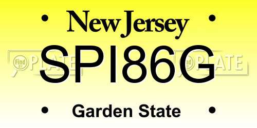SPI86G New Jersey License Plate