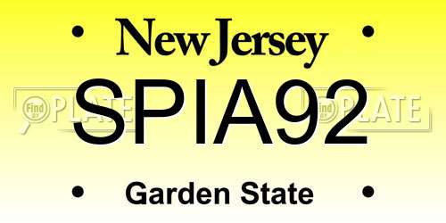 SPIA92 New Jersey License Plate