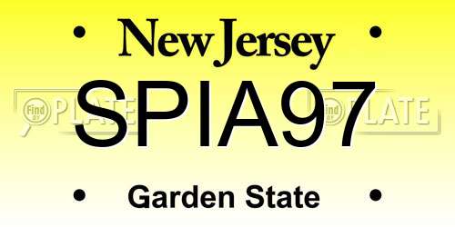 SPIA97 New Jersey License Plate