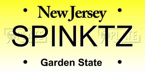 SPINKTZ New Jersey License Plate