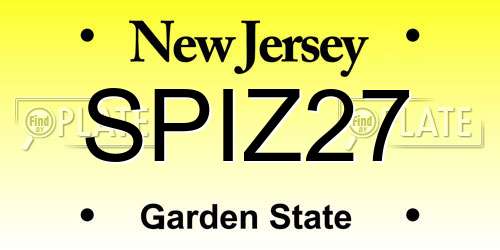 SPIZ27 New Jersey License Plate