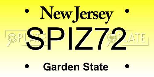 SPIZ72 New Jersey License Plate