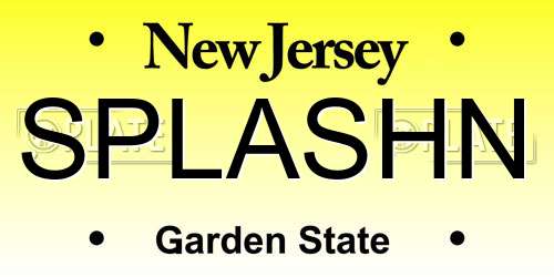 SPLASHN New Jersey License Plate