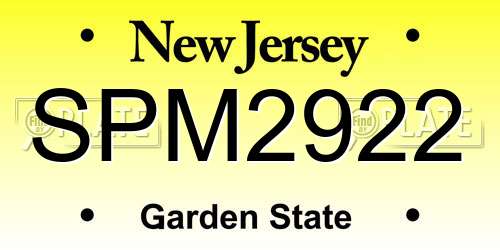 SPM2922 New Jersey License Plate