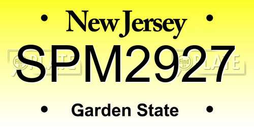 SPM2927 New Jersey License Plate