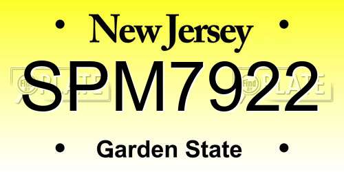 SPM7922 New Jersey License Plate