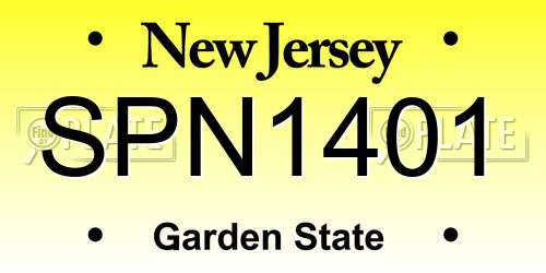 SPN1401 New Jersey License Plate