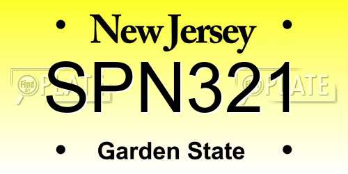 SPN321 New Jersey License Plate