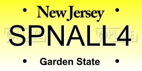 SPNALL4 New Jersey License Plate