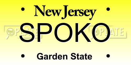 SPOKO New Jersey License Plate
