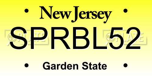 SPRBL52 New Jersey License Plate
