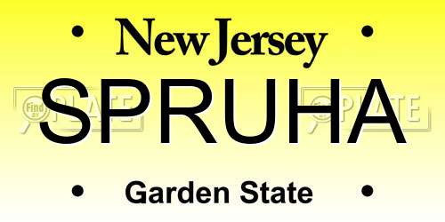 SPRUHA New Jersey License Plate