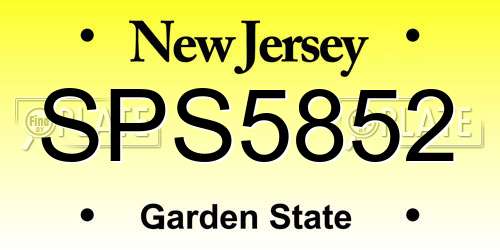 SPS5852 New Jersey License Plate