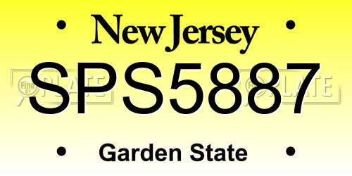 SPS5887 New Jersey License Plate